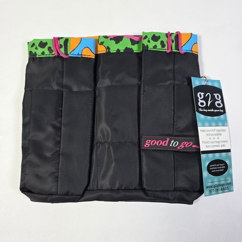 Good to Go G2G Purse Organizer Insert Black Multicolor Bag Handbag New With Tags